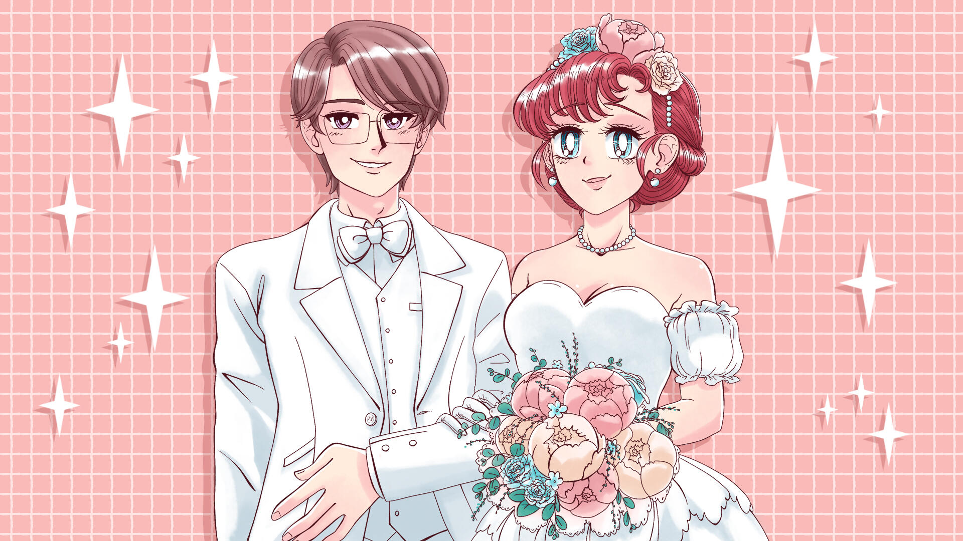 Illustration parodiant un style shojo retro