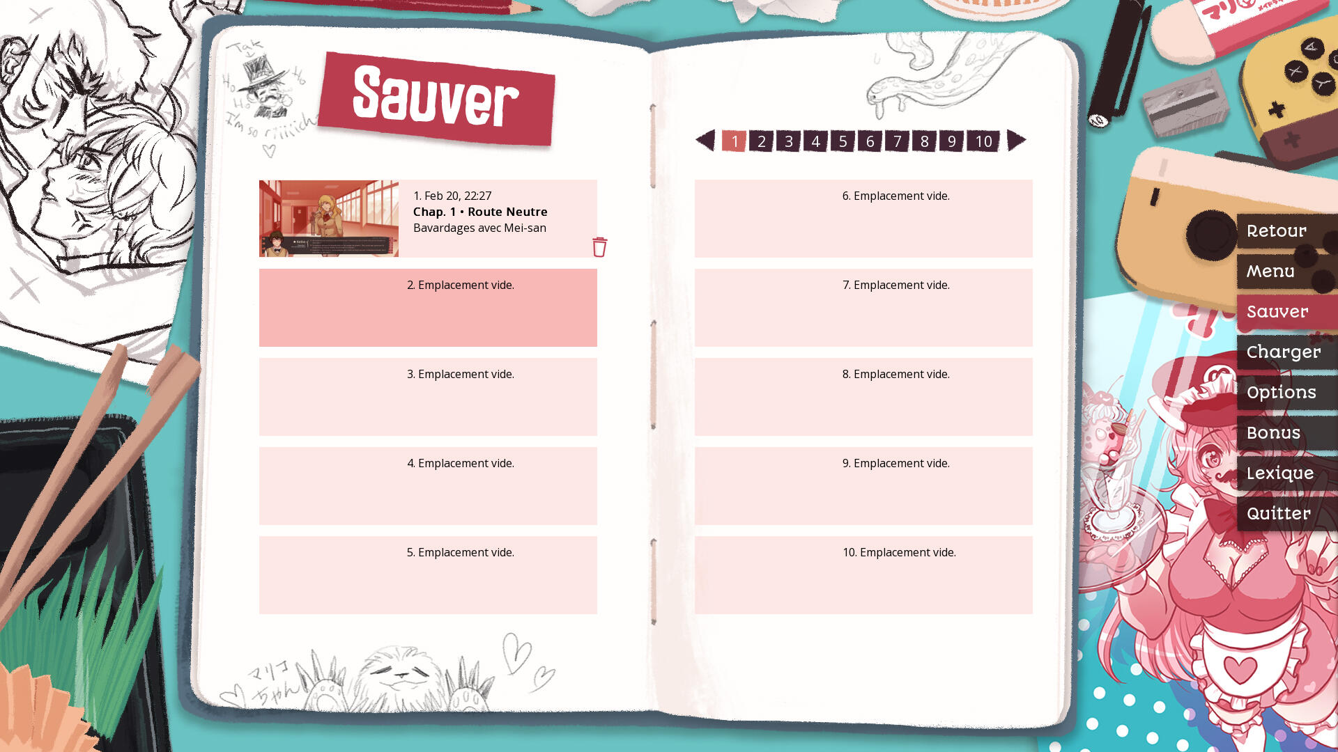 Menu sauvegarder (Keito)