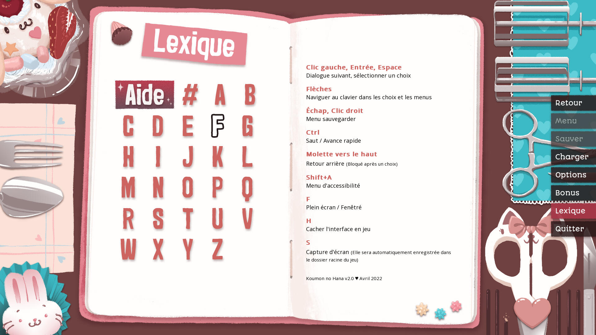 Aide et Lexique (Sanae)