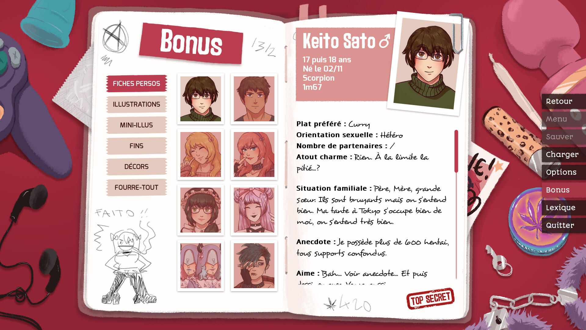 Menu du contenu supplémentaire (Mai)