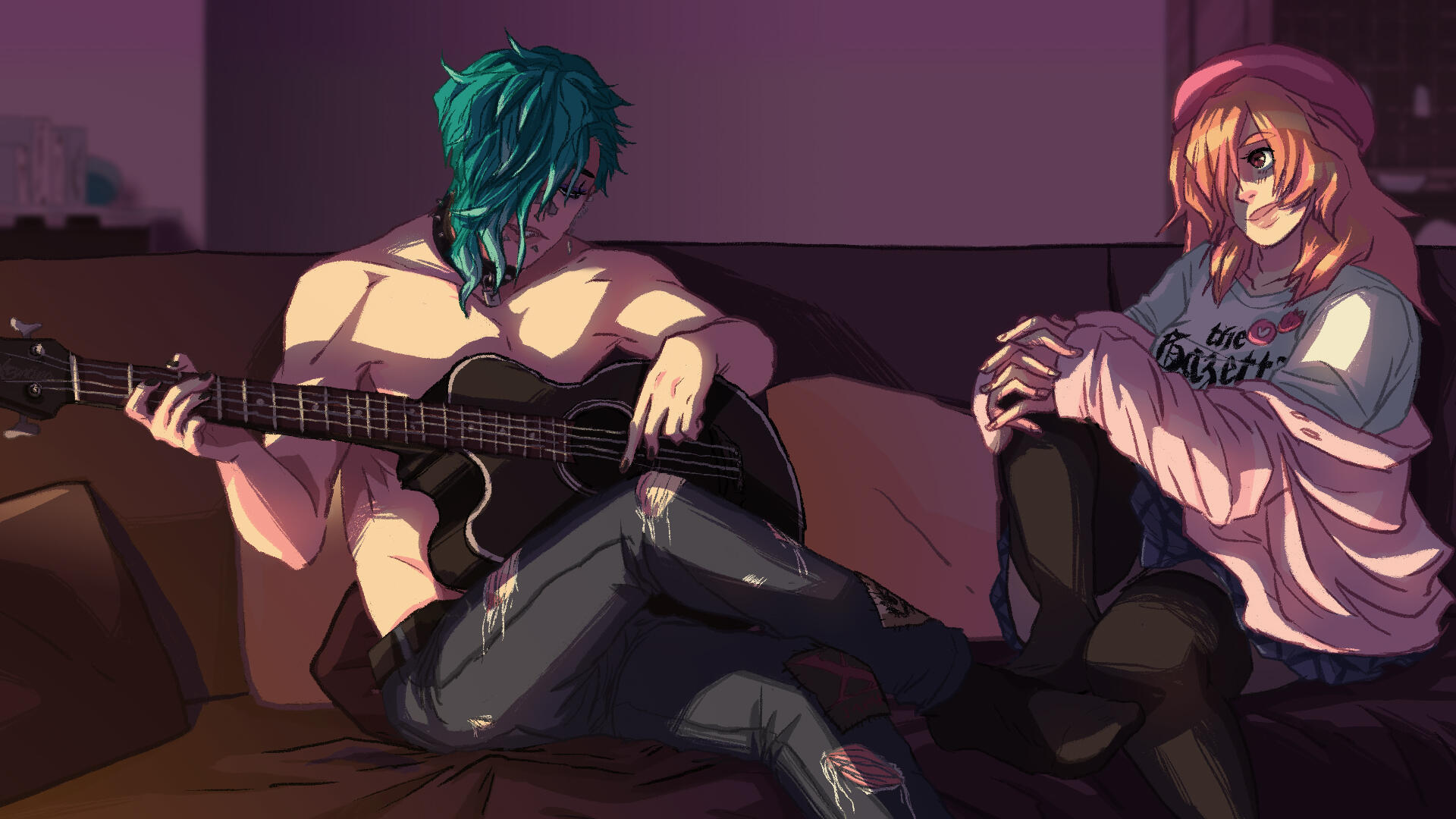 Basse accoustique auprès du feu